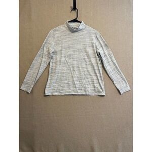 Croft & Barrow Shirt Women's Large Gray and White Mock Neck